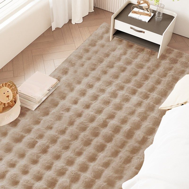 Thickened bedside blanket imitation rabbit fur bedroom cloakroom carpet living room winter warm non-slip solid color cream style floor mat