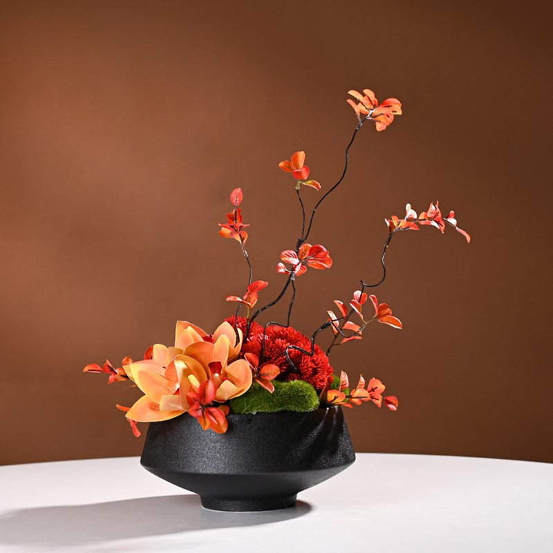 仿真花大圆桌中间餐厅摆放装饰花转盘假花高端酒店餐桌花摆花 - 图1