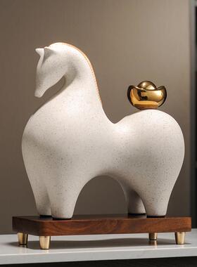 新中式国风马上有钱摆件马客厅电视柜酒柜装饰品乔迁新居礼品送礼