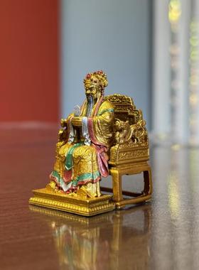 【现货】五台山广济寺龙五爷菩萨护法财神纯铜彩绘实心迷你摆件