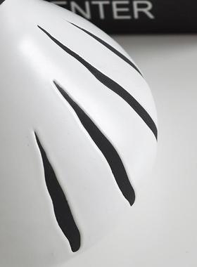 现代简约陶瓷h花瓶黑白手工插花花器北欧客厅样板房家居饰品摆件