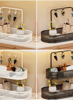 口罩收纳架门口鞋柜上钥匙收纳置物架进门处创意摆件分层小饰品架