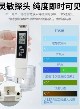 TDS水质检测笔 EC计电导率测试笔 摄氏华氏温度三合一饮用水检测