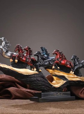 八骏雄风马摆件招财彩绘马到成功工艺品客厅玄关装饰摆设办公室柜