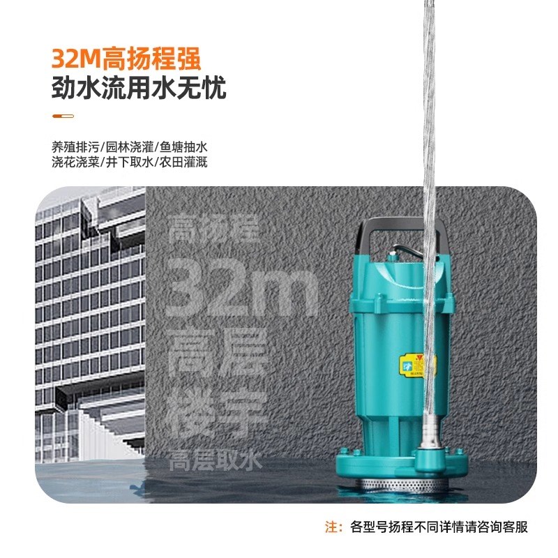 新款潜水泵高扬程大流量小型家用2B20V抽水泵清水农用灌溉井水浇 - 图2