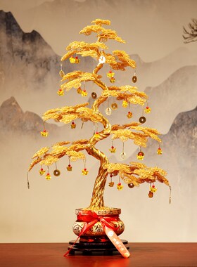 摇钱树金钱树发财树摆件工艺品装饰店铺开业招财酒柜玄关高端轻奢
