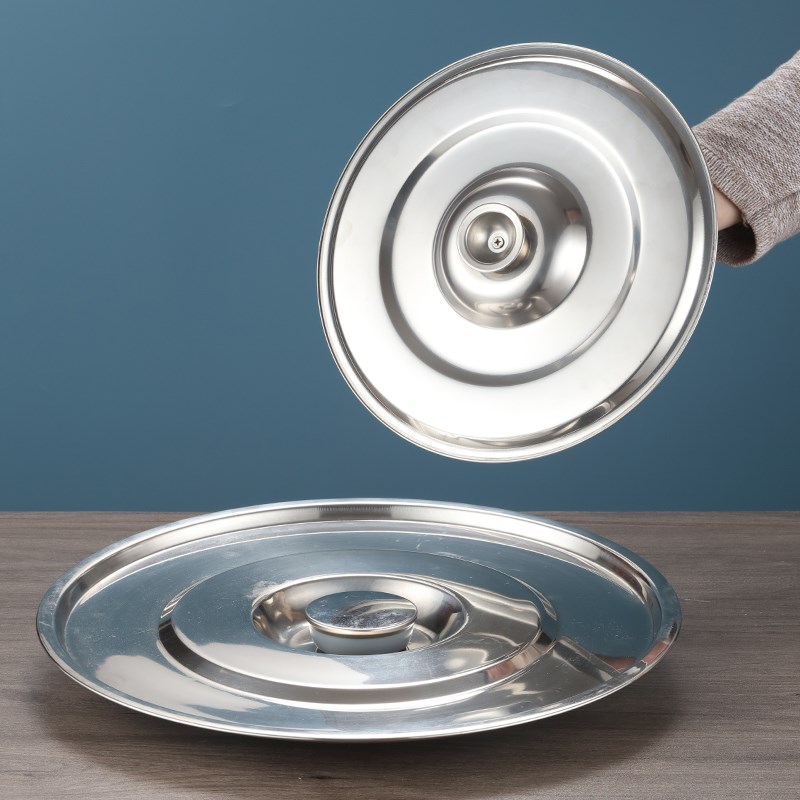 食品级304不锈钢桶盖子单独卖30cm汤桶盖配盖味盅盖调料罐盖锅盖 - 图0