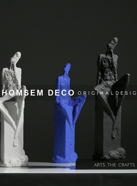 现代简约样板间陶瓷人物雕塑摆件售楼处轻奢软P装客厅书房家居饰