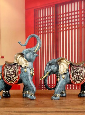 《吉祥对象》大象摆件招财吸水家居客厅I玄关酒柜装饰乔迁开业礼