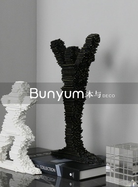 简约现代轻奢抽象人物树脂雕塑A摆件软装饰品样板房间售楼处摆设