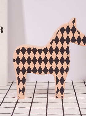 北欧风格卧室客厅玄关电视酒柜装饰品摆件L创意小木马家居桌面摆