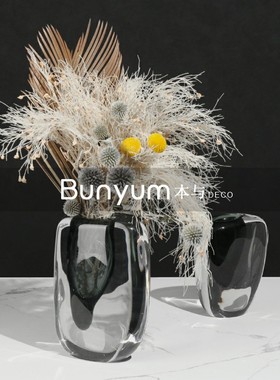 极简现代轻d奢玻璃插花器摆件家居软装饰品样板房间餐桌面花瓶