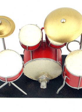 仿古做旧怀旧摆设复古铁艺架子鼓模型摆件创意工艺品家居装饰品