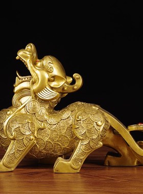 全铜貔貅招财摆i件大号一对皮丘客厅家居装饰品店铺开业工艺礼品