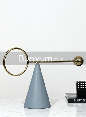 现代几何a创意艺术金属家居摆件样板房售楼处简约软装饰品玄关摆