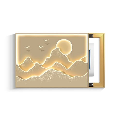 背有靠山电表箱装饰画遮挡轻奢山水配电箱挂画奶油风电闸盒子壁画 - 图2