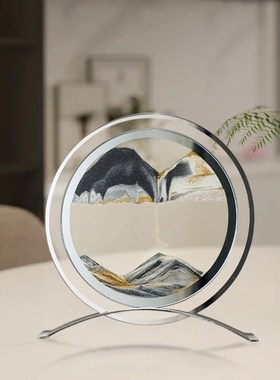 创意动态流沙画摆件解压简约沙漏客厅摆件乔迁入宅摆件展示柜摆件