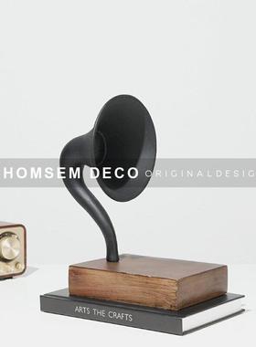 从上极简软装覆古怀旧创意留声机摆件样板房间玄关客厅电视柜装饰