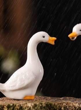 陶瓷仿真鸭子摆件鱼缸庭院盆景造景可爱小鸭创意趣味微景观装饰品