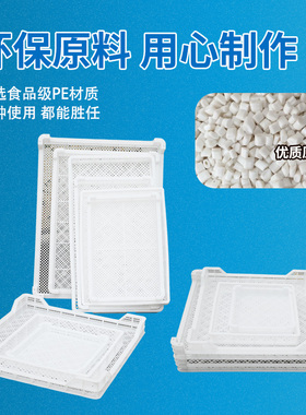 食品级耐高温网格风干盘海鲜冷冻沥水单冻器塑料烘干晾晒盘加厚篮