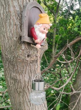 侏儒小矮人小精灵l花园户外庭院子树木挂件园艺阳台装饰布置太阳