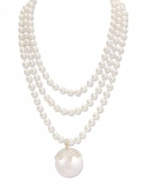 新款复古大气珍珠毛衣链女长y款轻奢高级感项链日韩气质百搭挂件