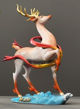 九色鹿黄铜工艺品摆件轻奢u高端摆饰客厅办公室桌面装饰品开业送