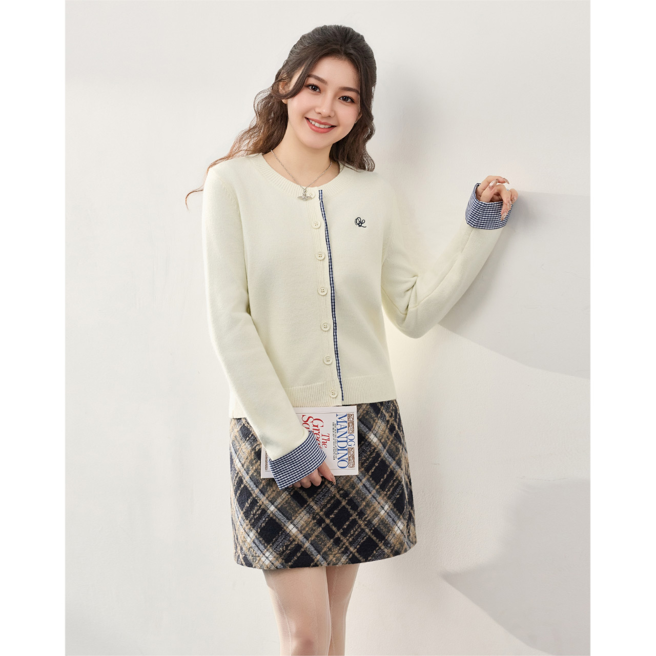 IEF/爱依服【微胖】大码女装2025秋冬新款韩版时尚撞色毛织外套 - 图3