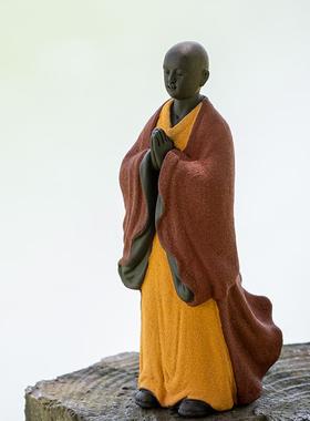 创意紫砂禅趣小和尚摆件 支持定制 明清古典风格 日常送礼首选