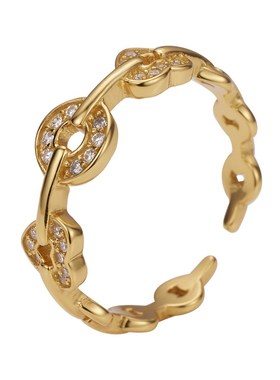 s925银钱币爱心女戒时来运转戒指个E性INS风开口设计男女情侣指环