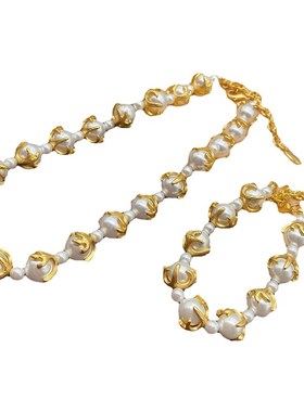 青岛中古Vintage西洋复古轻奢高级H设计感巴洛克珍珠项链手链套装