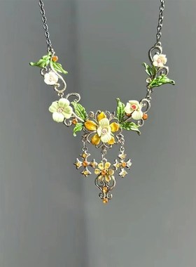 夏日绿野 新h款复古森系繁花项链小众气质轻奢精致甜美百搭锁骨链
