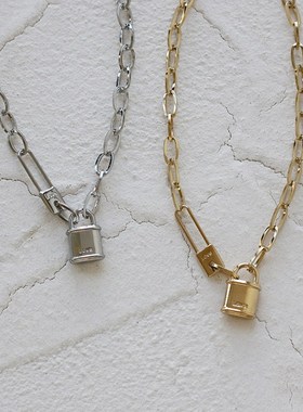 别针锁头粗c链条项链女ins小众个性简约时尚冷淡风锁骨链毛衣链