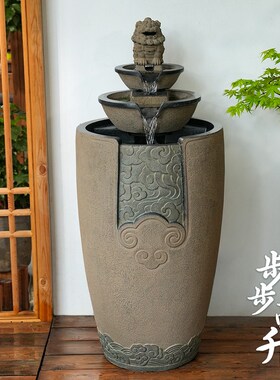 庭院室内水系景观流水摆件循环水水景缸造景生财阳台休闲区布置