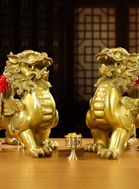 铜貔貅摆件一对铜皮丘客厅酒柜玄关办公室桌装饰店铺开业乔迁礼品