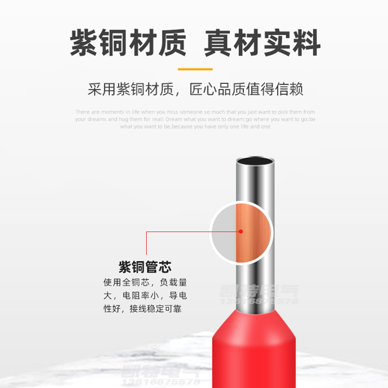 VE管型预绝缘10-50平方 欧式端子针形端子 紫铜 镀锡管型接线插针 - 图1