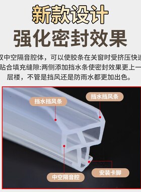八爪鱼硅胶条塑钢窗户密封条防尘防漏风防撞隔音保暖胶条防水抗冻