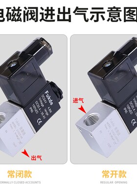 电磁气动阀2V025一08一进一出24V二位二通220V控制阀12V气阀开关