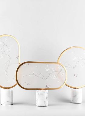 现代新中式风景摆件铁艺酒店餐厅书房样板间玄关装饰品工艺摆设