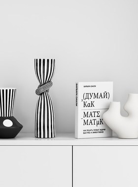 现代黑白艺术抽象酒柜摆件家居高档装饰品客厅电视柜小众软装摆设