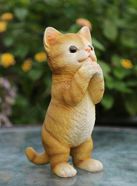 花园小摆件 庭院装饰树脂工艺品家居饰品创意卡通动物小猫摆件