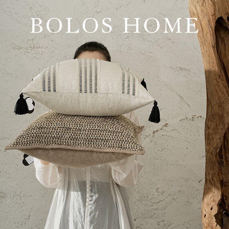 柏洛斯高端布艺侘寂风新款客厅沙发抱枕组合棕色流苏腰靠枕内胆套,淘宝优惠券,粉丝福利购,淘宝优惠卷