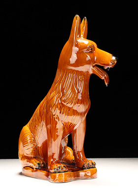 博艺萱唐三彩陶瓷狗摆件招财生肖狗红黄客厅摆件落地桌面工艺饰品