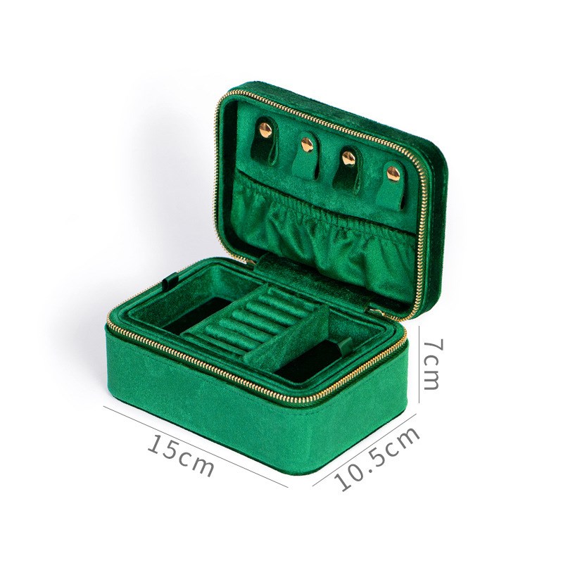 匠心臻品红色三金首饰盒首饰收纳盒旅行珠宝收纳盒绒布丝绒首飾盒 - 图3