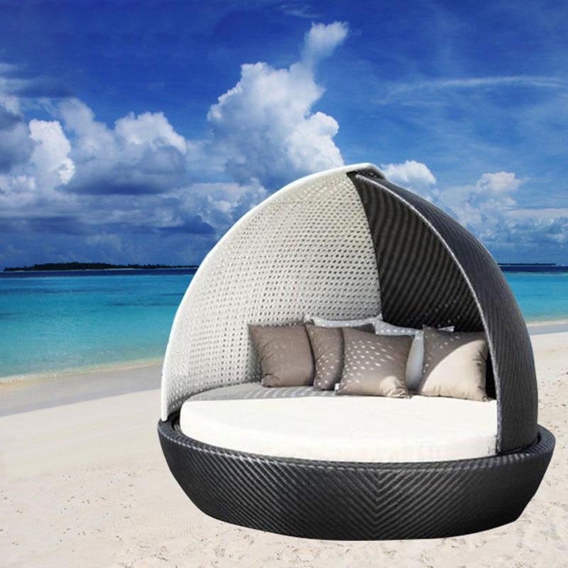 户外庭院躺床沙发躺椅渡假沙滩床藤编圆床露台室外休闲藤遮阳床,淘宝优惠券,粉丝福利购,淘宝优惠卷