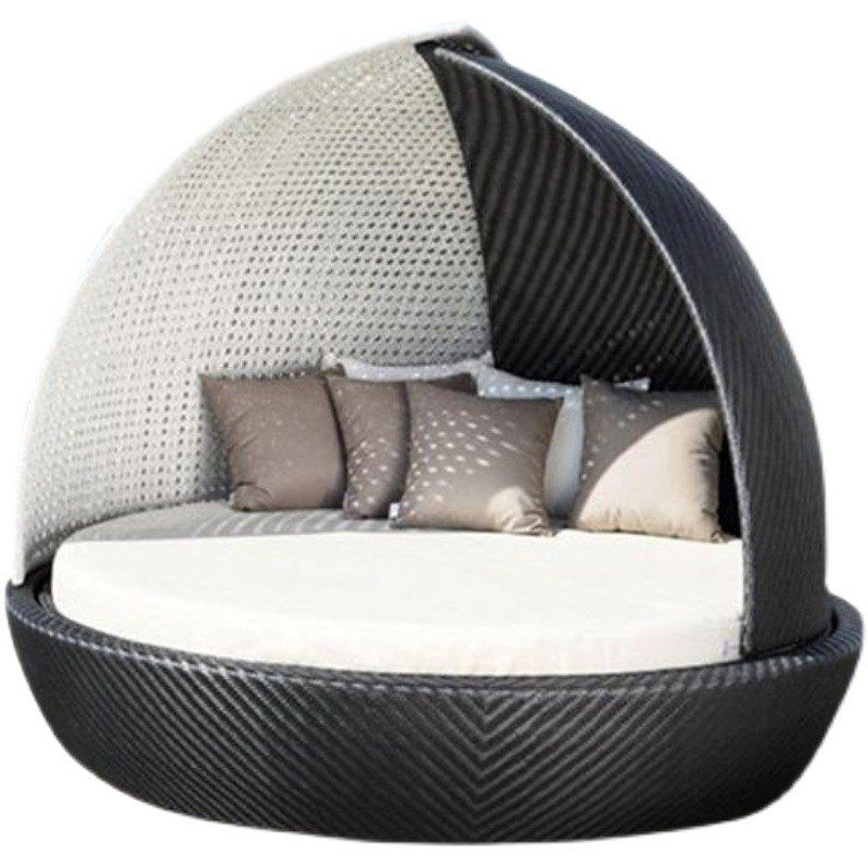 户外庭院躺床沙发躺椅渡假沙滩床藤编圆床露台室外休闲藤遮阳床,淘宝优惠券,粉丝福利购,淘宝优惠卷