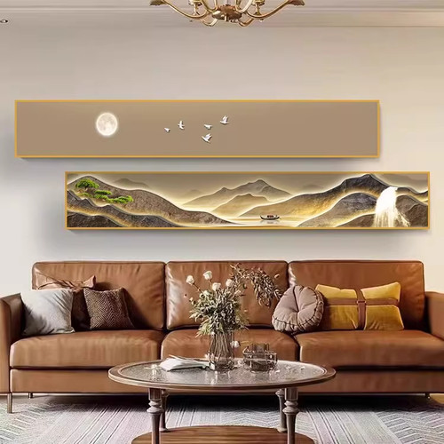 墨濯尘现代简约山水画客厅装饰画新中式风景挂画沙发背景墙画2联 - 图3