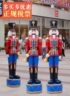 欧式人物核桃兵胡桃夹子玻璃钢雕塑商场酒店英国士兵迎宾人偶摆件