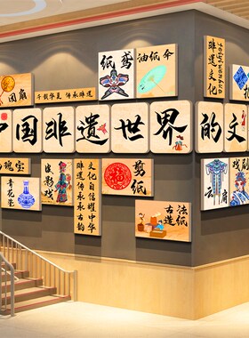 中国非遗文化幼儿园墙面装饰走廊环创传统主题成品托管班形象贴纸
