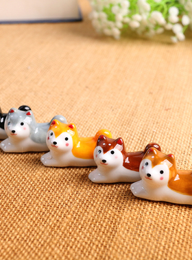 日式陶瓷猫咪柴犬摆件筷子架卡通精致筷子筷托家用可爱筷架托筷枕